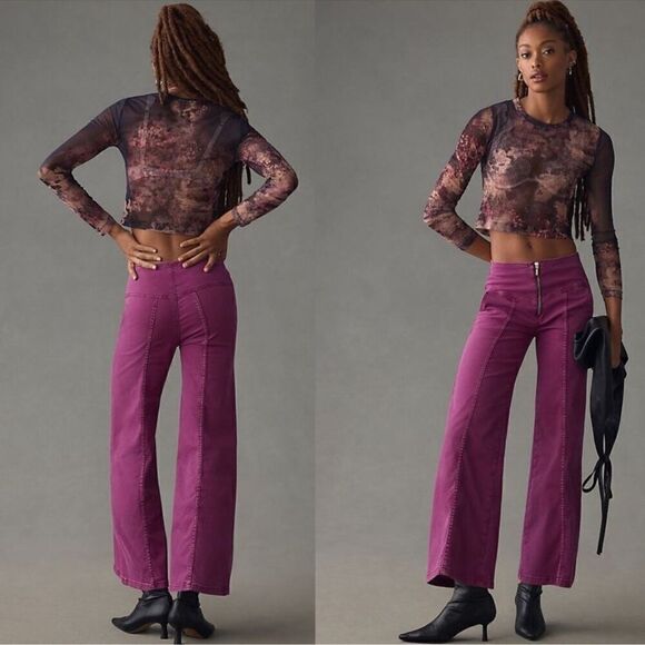 Anthropologie Pants - Anthropologie Pilcro High Rise Crop Flare Pants NEW Size 34